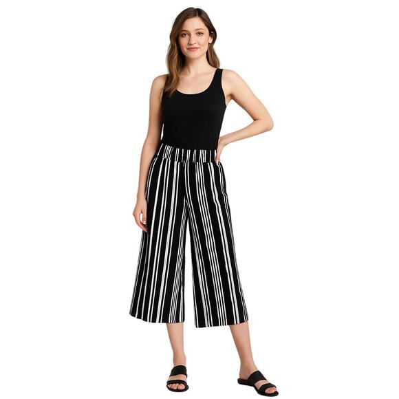 French Laundry Black & White Striped Cropped Culottes – Size Small - Picture 1 of 6